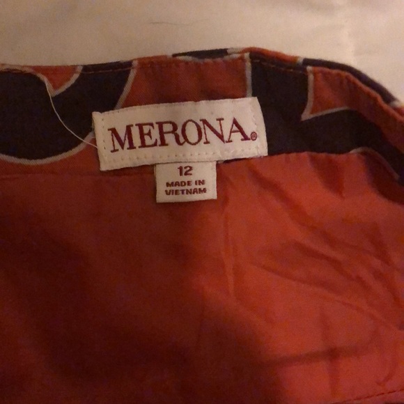 Vintage Merona Dress. Burnt Orange and Purple. Size 12. - Picture 8 of 10